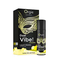 Рідкий вібратор Orgie Dual Vibe! Lemon Gin And Tonic Kissable Liquid Vibrator, 15 мл - Master