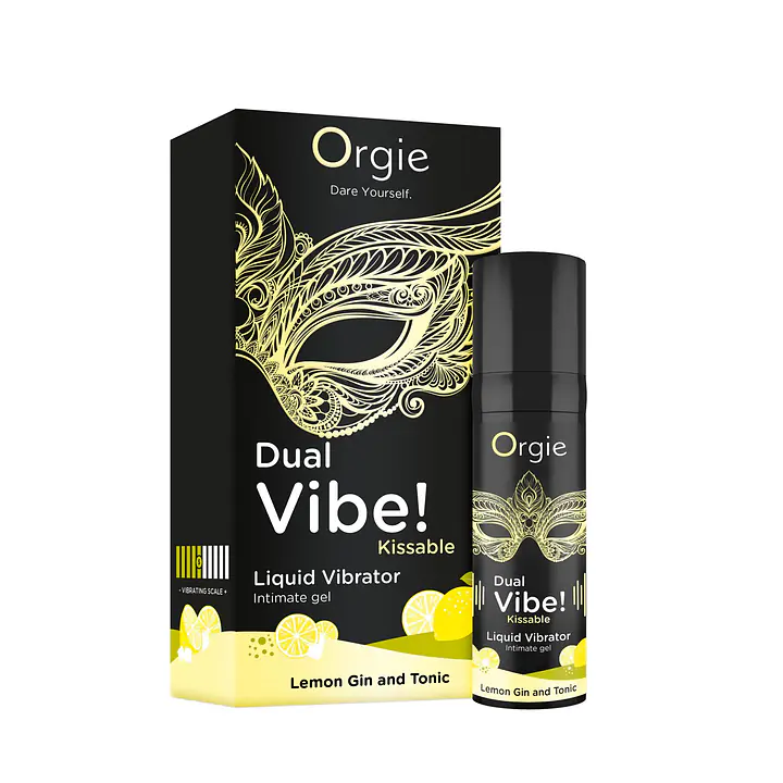Рідкий вібратор Orgie Dual Vibe! Lemon Gin And Tonic Kissable Liquid Vibrator, 15 мл - Master