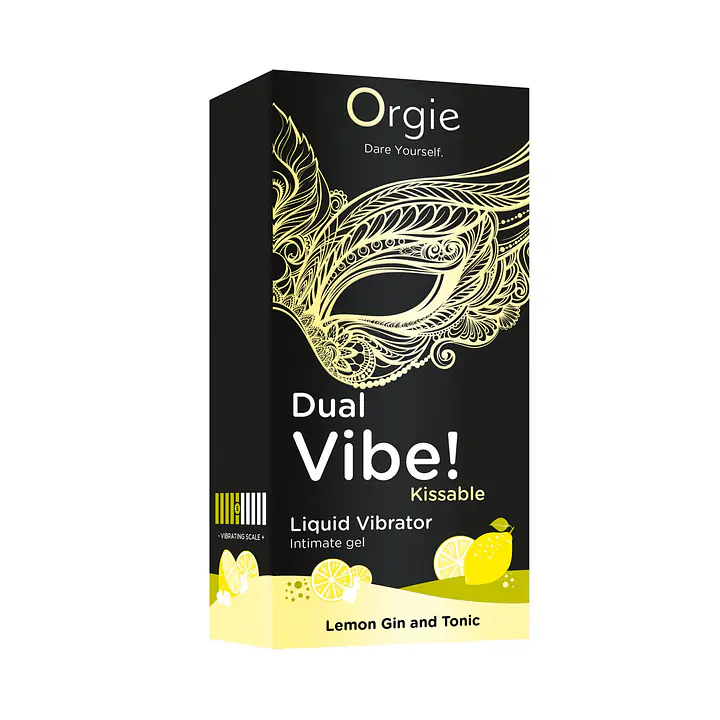 Рідкий вібратор Orgie Dual Vibe! Lemon Gin And Tonic Kissable Liquid Vibrator, 15 мл - Master