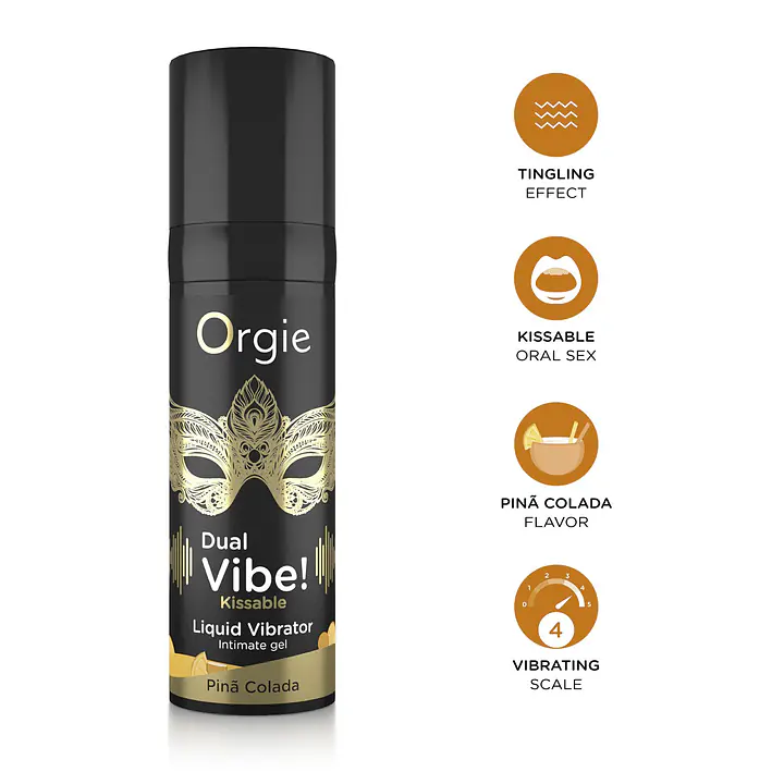 Рідкий вібратор Orgie Dual Vibe! Pina Colada Kissable Liquid Vibrator, 15 мл - Master