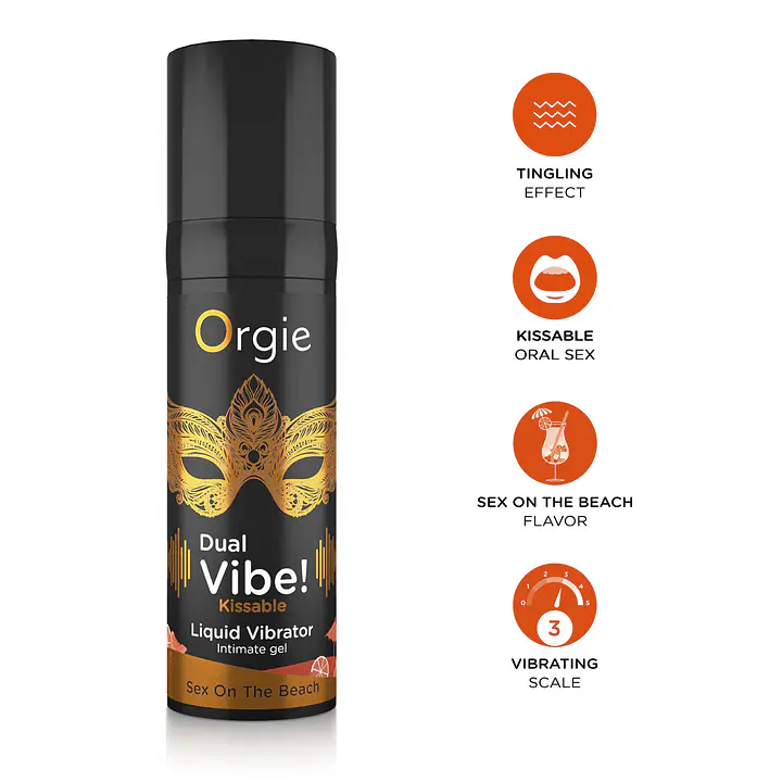 Рідкий вібратор Orgie Dual Vibe! Sex On The Beach Kissable Liquid Vibrator, 15 мл - Master