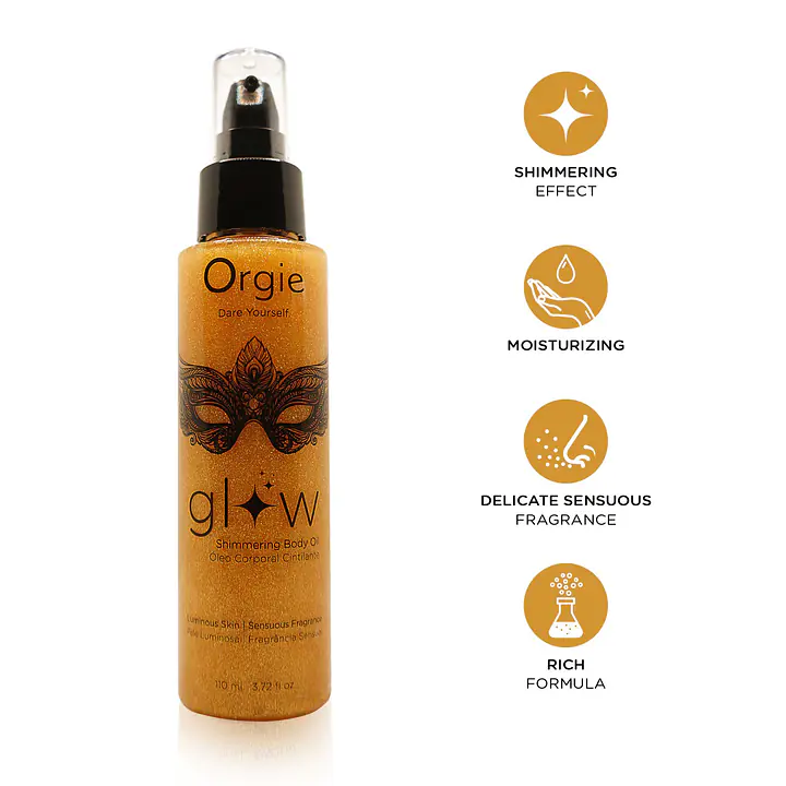 Олія-шимер для тіла Orgie – Glow Shimmering Body Oil (110 мл), чуттєвий аромат, зволоження - Master