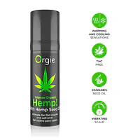 Збуджувальний гель для пар Orgie Hemp! Intense Orgasm, 15 мл, тепло-холод, ефект сильної вібрації - Master