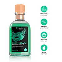 Набір для масажу Orgie – Sexy Therapy Apple (100 мл), їстівна розігрівальна олія + пір’їнка - Master