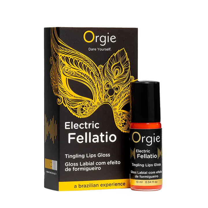Блиск для губ з ефектом вібрації Orgie Electric Fellatio Lips Gloss, 10 мл, смак фруктового асорті - Master