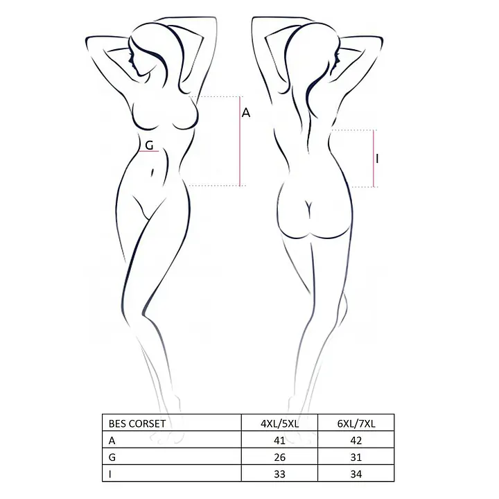 Корсет під латекс з пажами Passion BES CORSET 6XL/7XL, black, стрінги, шнурівка - Master