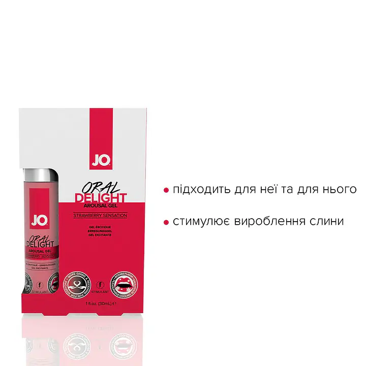 Розпродаж!!! Гель для оральних пестощів JO Oral Delight — Strawberry 30мл (термін до 08.2025) - Master
