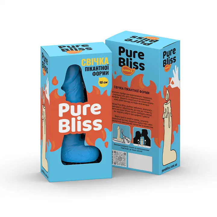 Свічка у вигляді члена Pure Bliss MINI Blue 15 см - Master