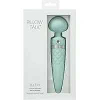 Вібромасажер 2в1 PILLOW TALK - Sultry Teal, класичний масажер і вібратор з ротацією, підігрів - Master
