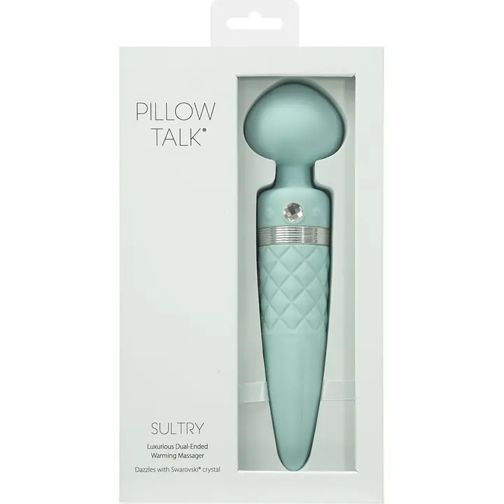 Вібромасажер 2в1 PILLOW TALK - Sultry Teal, класичний масажер і вібратор з ротацією, підігрів - Master