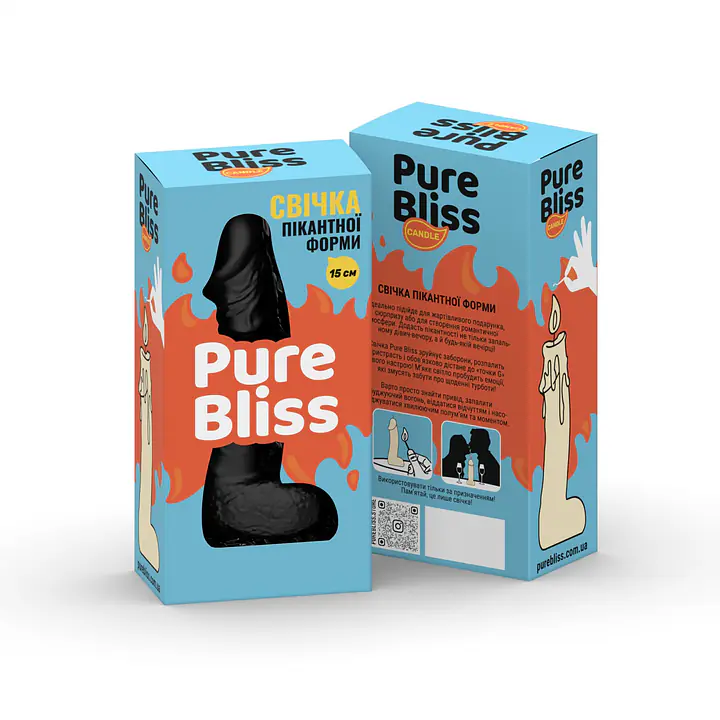 Свічка у вигляді члена Pure Bliss MINI Black 15 см - Master
