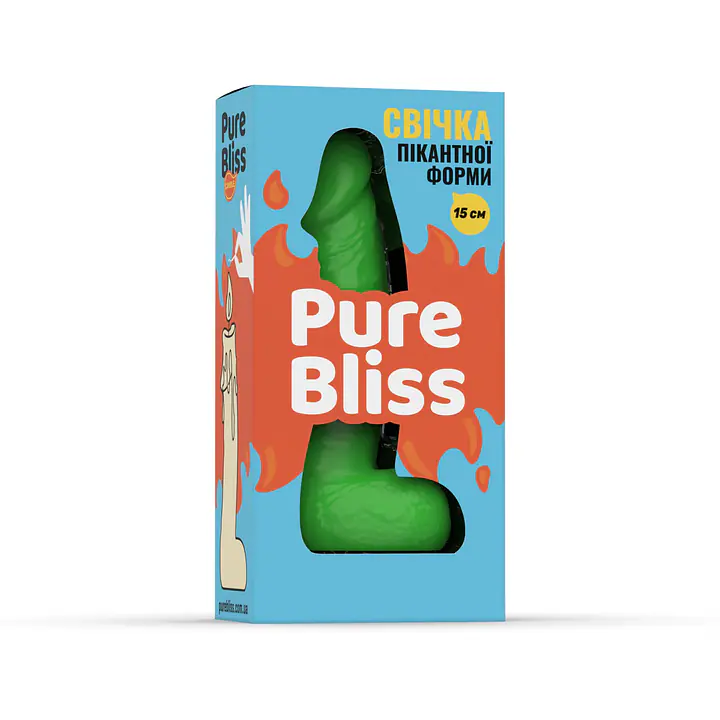 Свічка у вигляді члена Pure Bliss MINI Green 15 см - Master