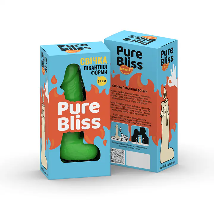 Свічка у вигляді члена Pure Bliss MINI Green 15 см - Master