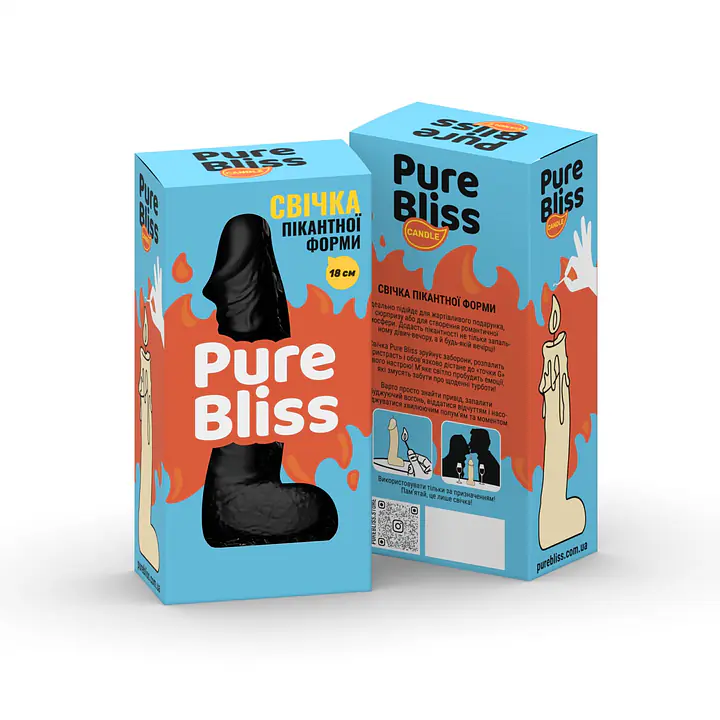 Свічка у вигляді члена Pure Bliss BIG Black 18 см - Master