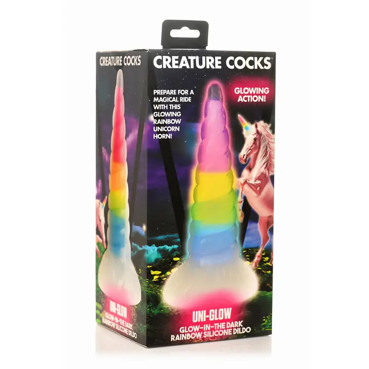 Фентезійний фалоімітатор Creature Cocks Luminescent Rainbow Silicone Dildo - Master