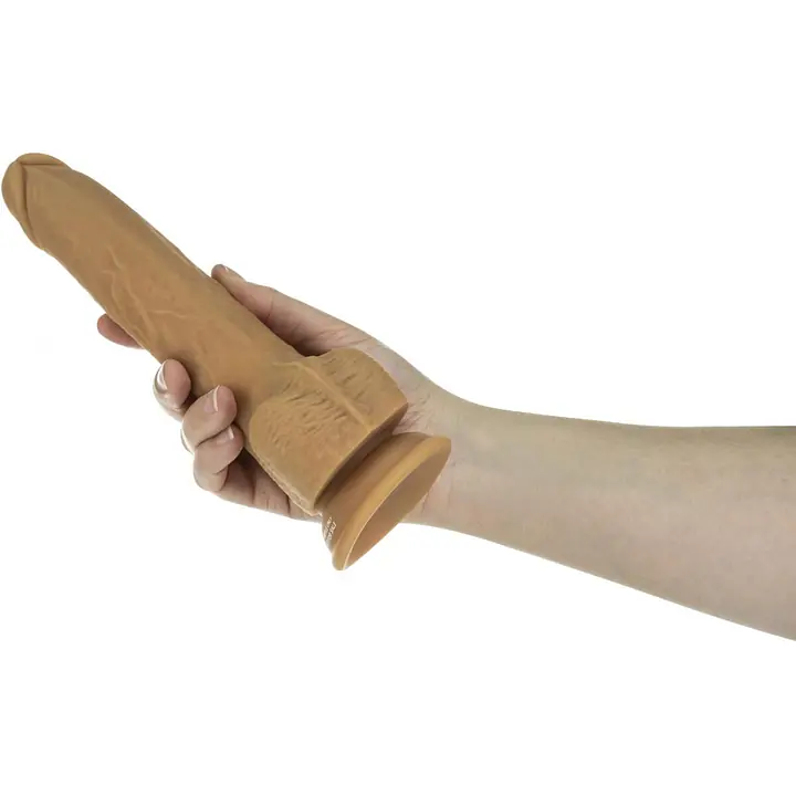 Фалоімітатор з пульсацією Naked ADDICTION Dominic 9″ Caramel, пульт ДК, діаметр 4,2 см - Master