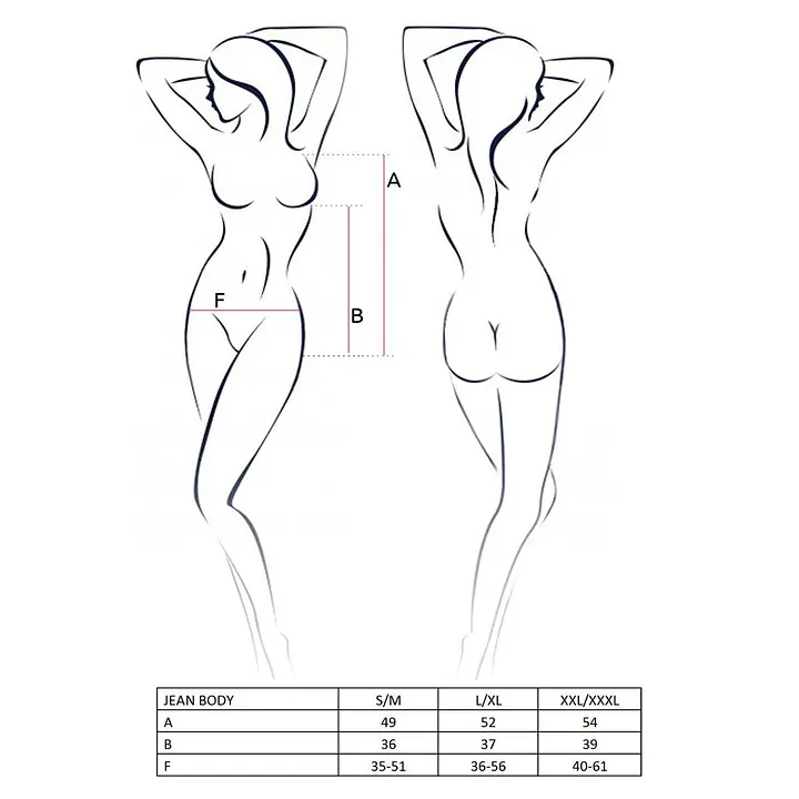 Боді монокіні під латекс Passion JEAN BODY L/XL, black - Master