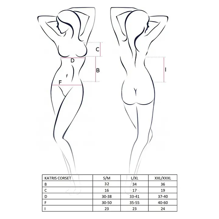 Корсет з пажами Passion KATRISS CORSET L/XL, black, трусики, шнурівка - Master