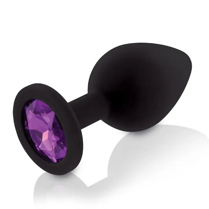 Набір силіконових анальних пробок із кристалом Rianne S: Booty Plug Set Black, діаметр 3,2см, 3,5см, 4,2см - Master