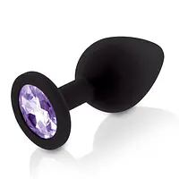 Набір силіконових анальних пробок із кристалом Rianne S: Booty Plug Set Black, діаметр 3,2см, 3,5см, 4,2см - Master