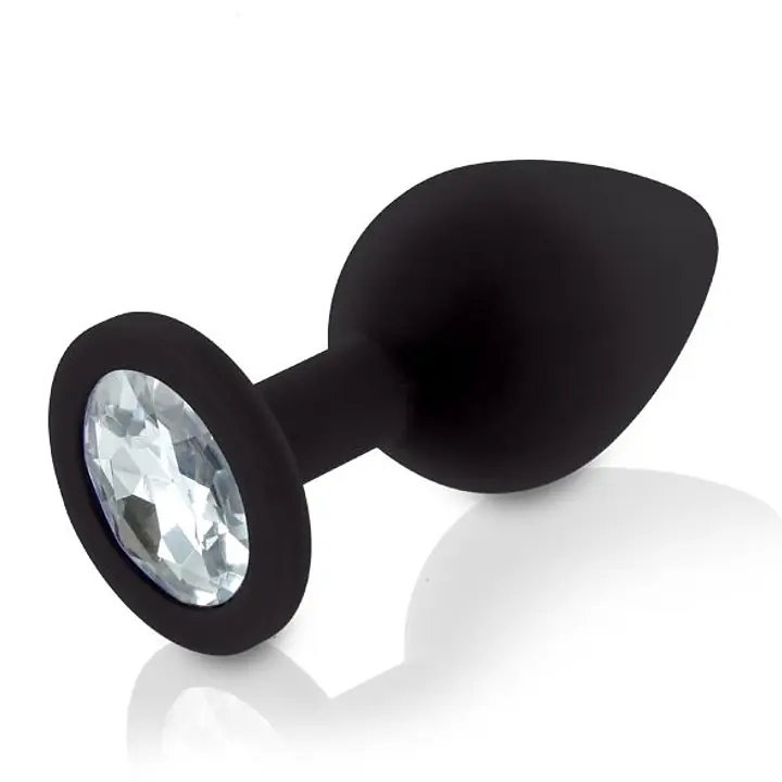 Набір силіконових анальних пробок із кристалом Rianne S: Booty Plug Set Black, діаметр 3,2см, 3,5см, 4,2см - Master