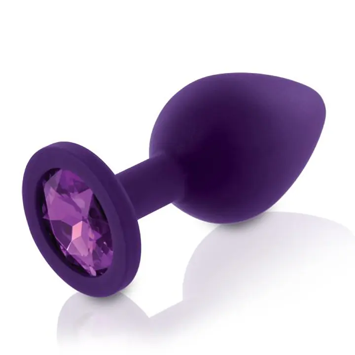 Набір силіконових анальних пробок із кристалом Rianne S: Booty Plug Set Purple, діаметр 3,2см, 3,5см, 4,2см - Master