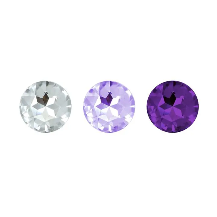 Набір силіконових анальних пробок із кристалом Rianne S: Booty Plug Set Purple, діаметр 3,2см, 3,5см, 4,2см - Master