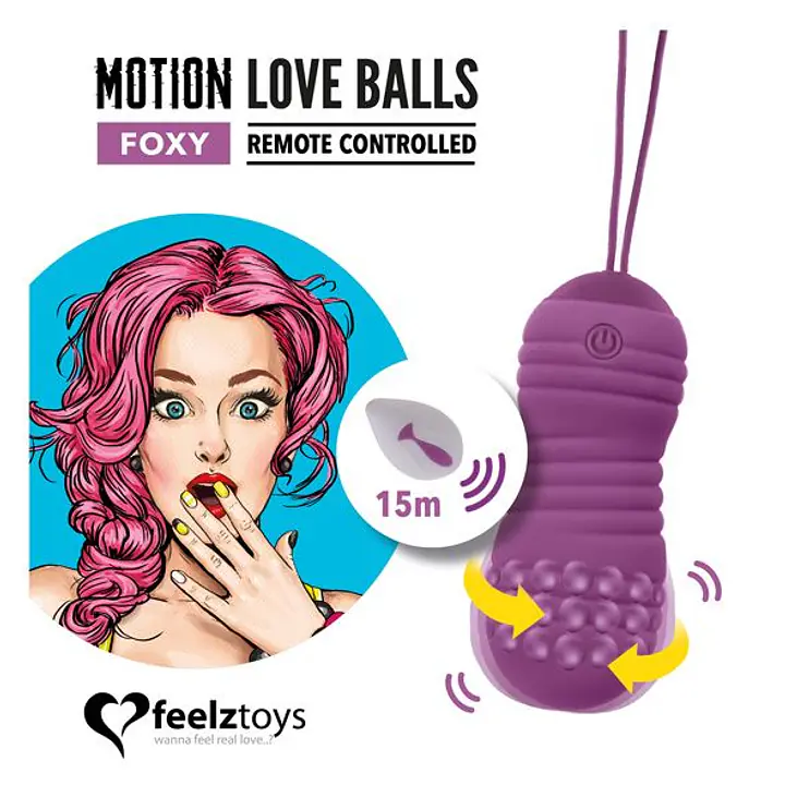 Вагінальні кульки з перлинним масажем FeelzToys Motion Love Balls Foxy з пультом ДК, 7 режимів - Master