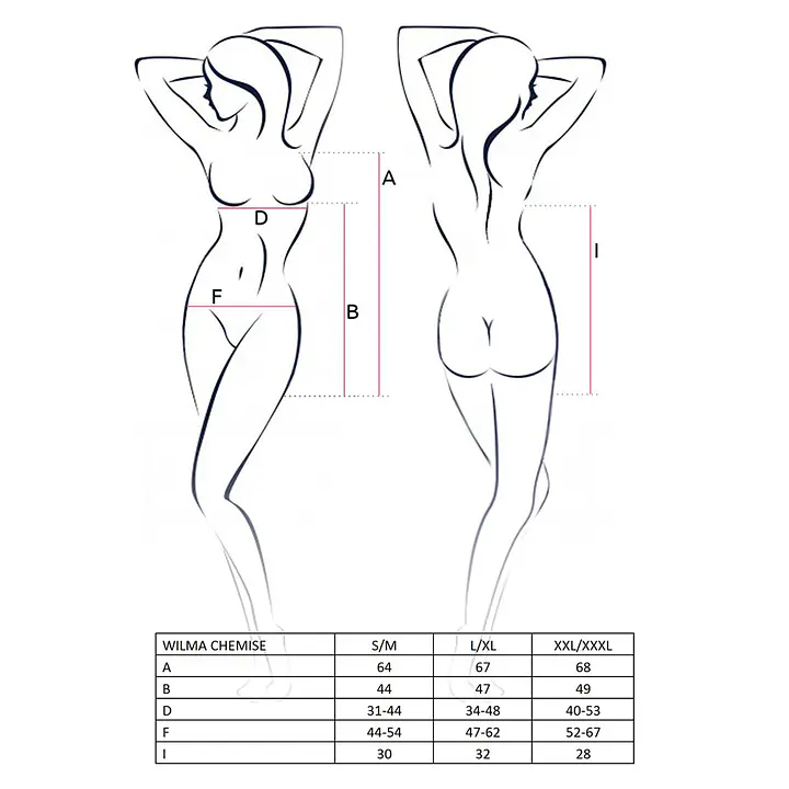 Розпродаж!!! Сорочка приталена з чашечками WILMA CHEMISE white L/XL - Passion, трусики - Master