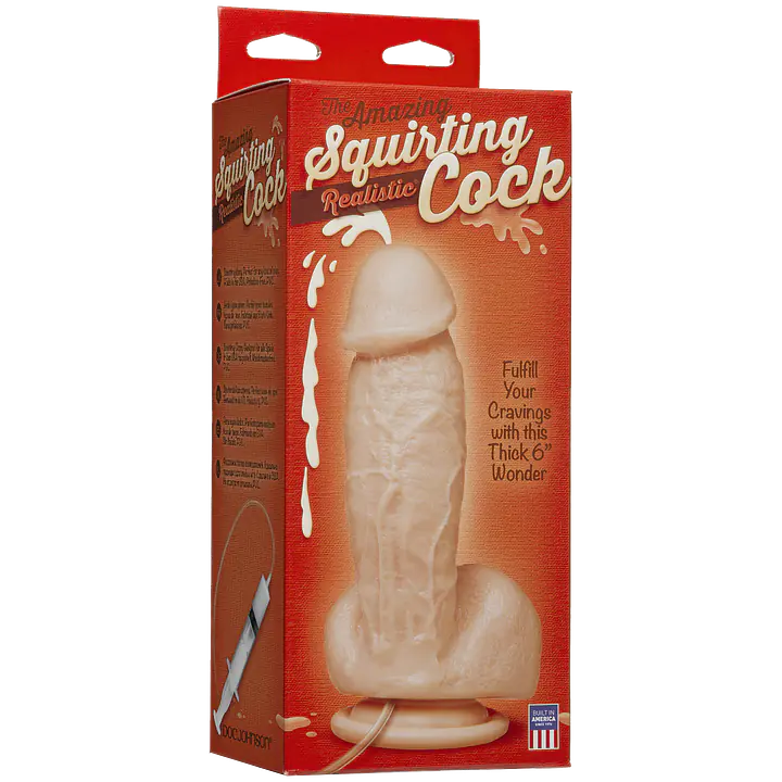Фалоімітатор, що кінчає Doc Johnson The Amazing Squirting Realistic Cock, ПВХ, діаметр 5,1см - Master