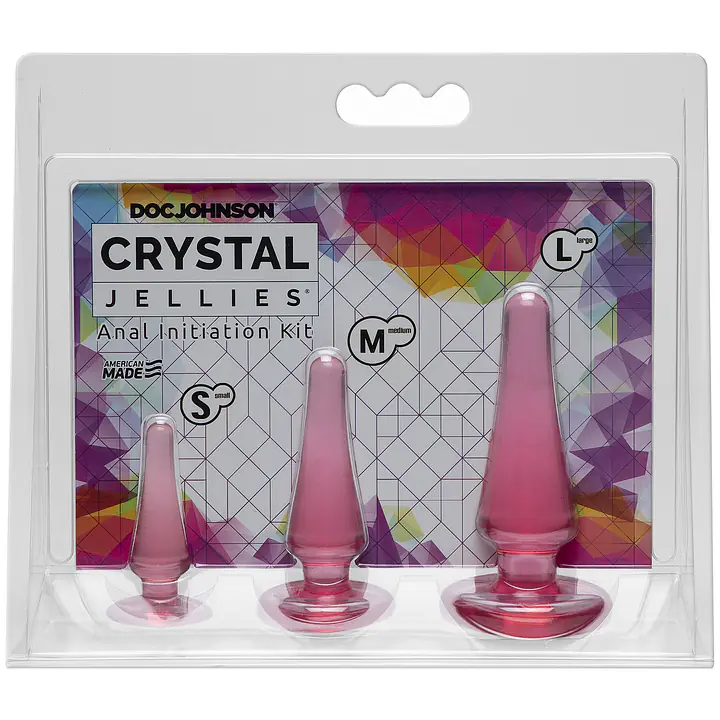 Набір анальних пробок Doc Johnson Crystal Jellies - Pink, макс. діаметр 2см - 3 см - 4 см - Master
