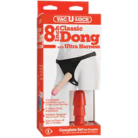 Трусики зі страпоном Doc Johnson Vac-U-Lock 8 Inch Classic Dong Ultra Harness, ПВХ, діаметр 3,8см - Master