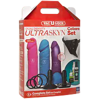 Набір для страпону Doc Johnson Vac-U-Lock Dual Density UltraSKYN Colors Set, діаметр 3х4,5 см - Master