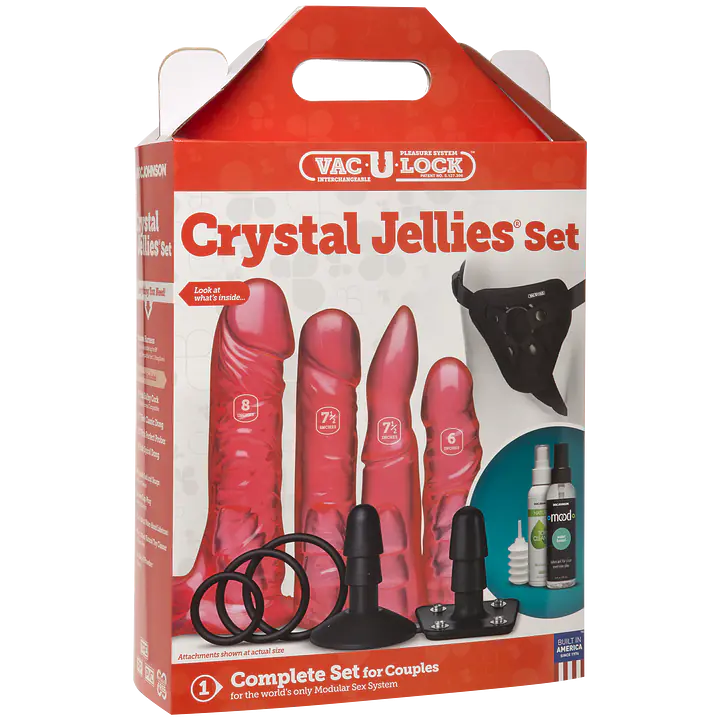 Набір для страпона Doc Johnson Vac-U-Lock Crystal Jellies Set, діаметр 3,8см, 2×4,5см, 5,1 см - Master