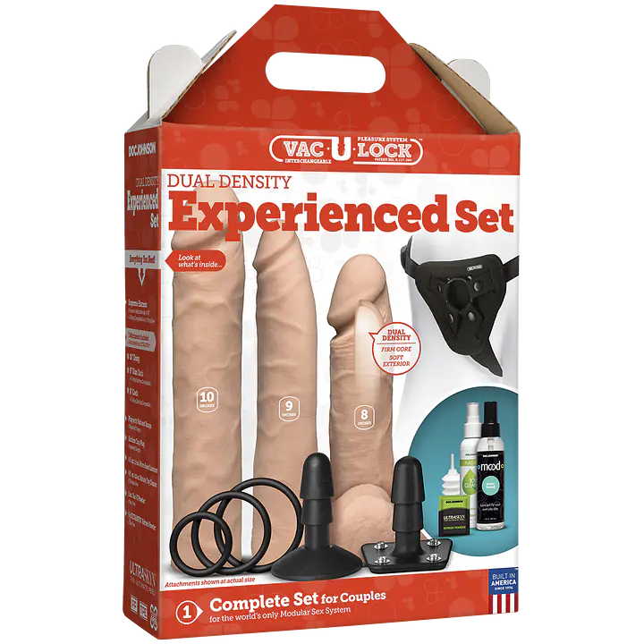 Набір для страпона Doc Johnson Vac-U-Lock Dual Density Experienced Set, діаметр 2×7см, 7,7см - Master