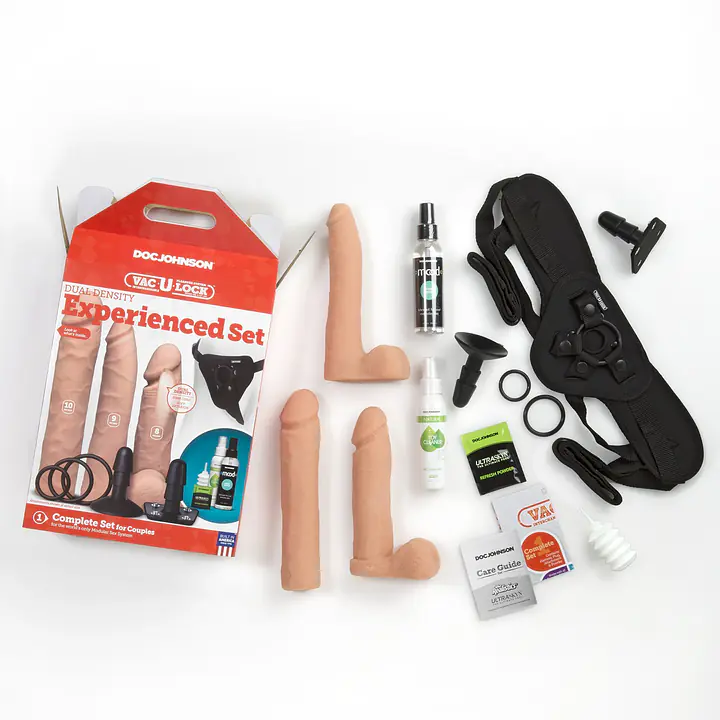 Набір для страпона Doc Johnson Vac-U-Lock Dual Density Experienced Set, діаметр 2×7см, 7,7см - Master