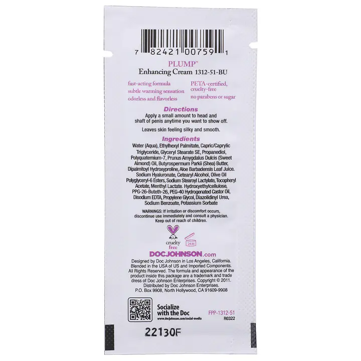Крем для збільшення члена Doc Johnson Plump - Enhancing Cream For Men (7 г) - Master