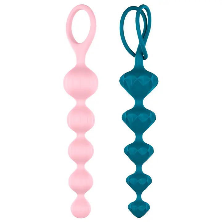 Набір анальних бус Satisfyer Beads Colored, силікон , макс. діаметр 3,3 см і 3,5 см - Master