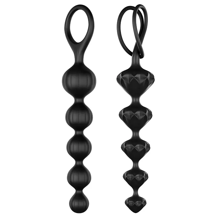 Набір анальних намистин Satisfyer Beads Black, силікон, макс. діаметр 3,3 см та 3,5 см - Master