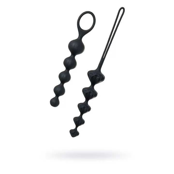 Набір анальних намистин Satisfyer Beads Black, силікон, макс. діаметр 3,3 см та 3,5 см - Master