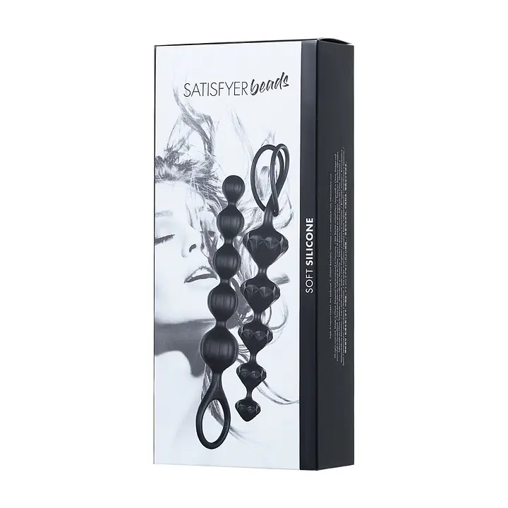 Набір анальних намистин Satisfyer Beads Black, силікон, макс. діаметр 3,3 см та 3,5 см - Master