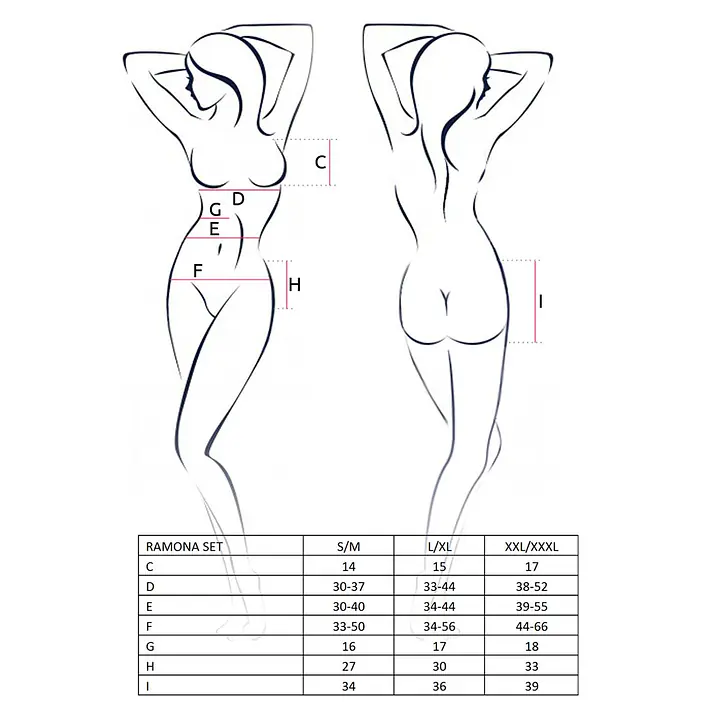 Комплект білизни Passion RAMONA SET L/XL, black ліф, стрінги, широкий пояс з воланом - Master