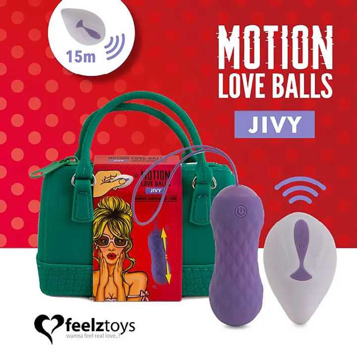 Вагінальні кульки з масажем і вібрацією FeelzToys Motion Love Balls Jivy з пультом ДК, 7 режимів - Master