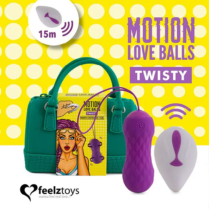 Вагінальні кульки з масажем і вібрацією FeelzToys Motion Love Balls Twisty з пультом ДК, 7 режимів - Master