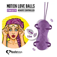 Вагінальні кульки з масажем і вібрацією FeelzToys Motion Love Balls Twisty з пультом ДК, 7 режимів - Master