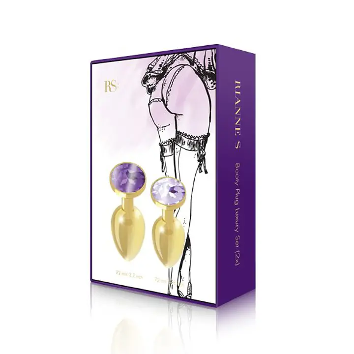 Набір металевих анальних пробок із кристалом RIANNE S – Booty Plug Luxury Set, діаметр 3 та 3,5 см - Master