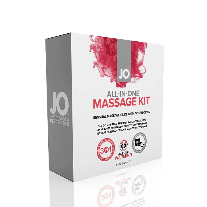 Набір для масажу JO ALL IN ONE MASSAGE GIFT SET: розігрівальний гель, масажер і свічка - Master