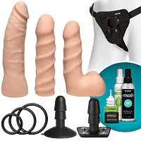 Набір для страпона Doc Johnson Vac-U-Lock Dual Density Starter Set Vanilla, діаметр 2х3,8 см, 5,1 см - Master