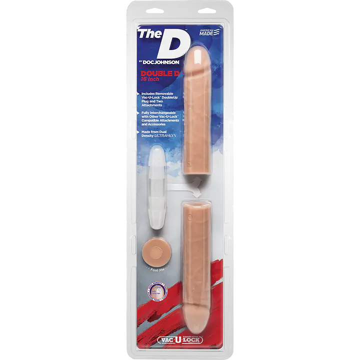Фалоімітатор подвійний Doc Johnson The D - Double D - 16 Inch - ULTRASKYN, діаметр 4,4 см, Vack-U-Lo - Master