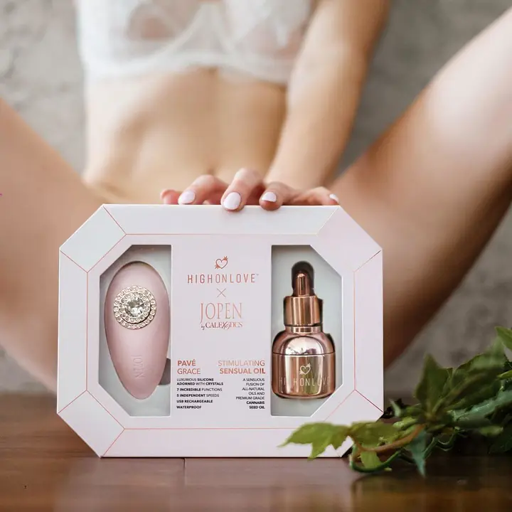 Подарунковий набір HighOnLove&JOPEN: Objects of Desire (краплі для клітора і вібратор з кристалами - Master